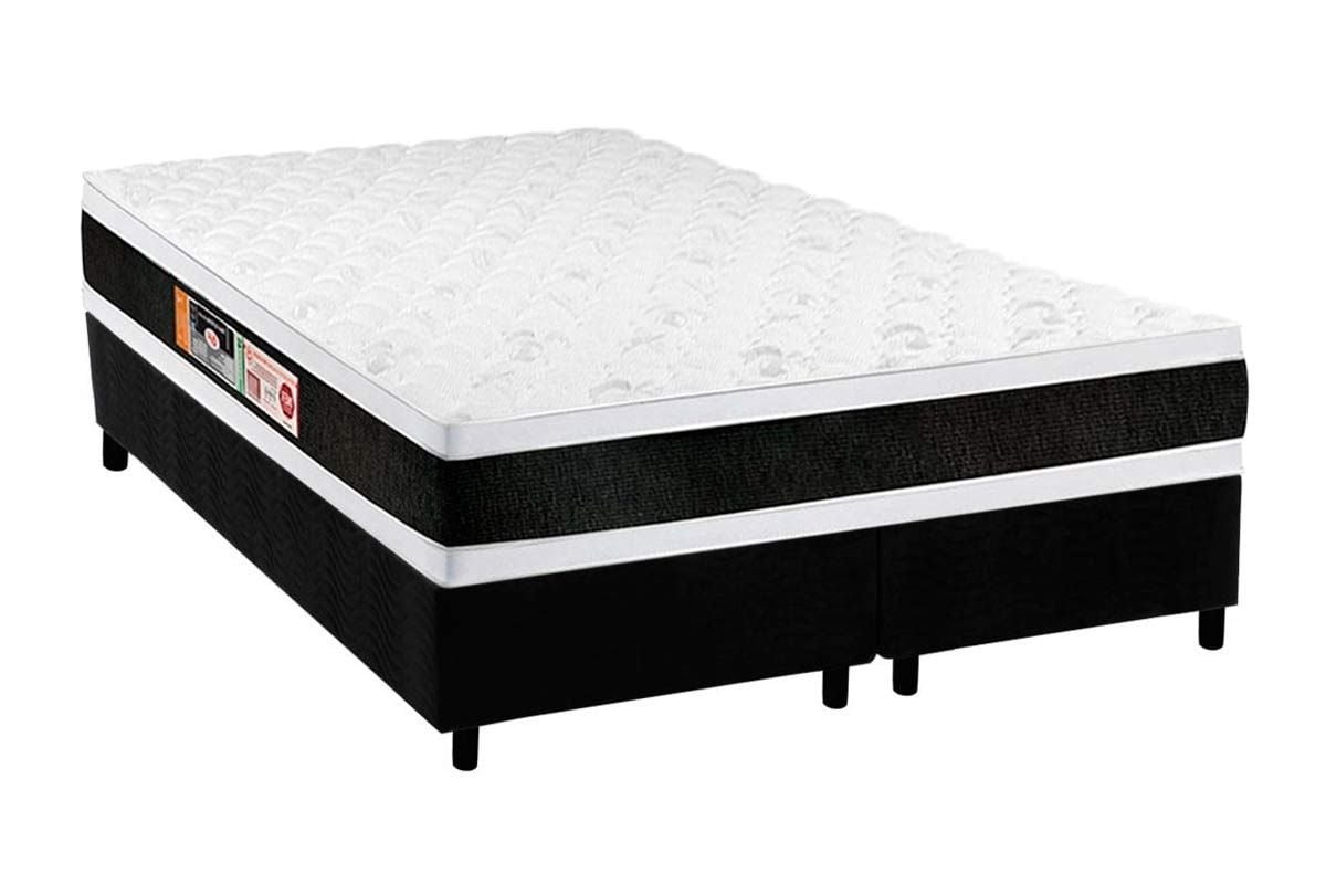 CONJUNTO COLCHAO BLACK & WHITE AIR D45 DOUBLE FACE 158X198X27 ESPUMA QUEEN CASTOR + BOX