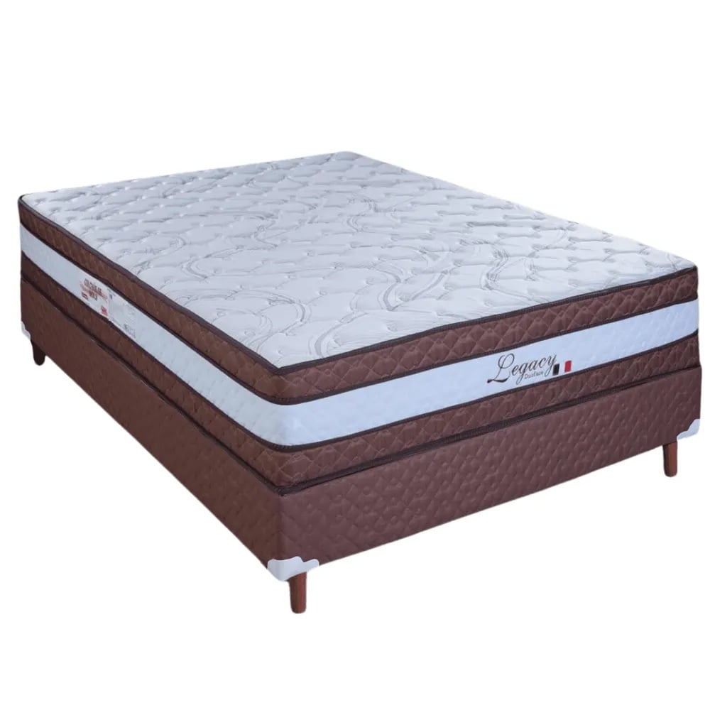 CONJUNTO COLCHAO LEGACY BRANCO 2025 138X188X28 MOLA CASAL PAROPAS + BOX