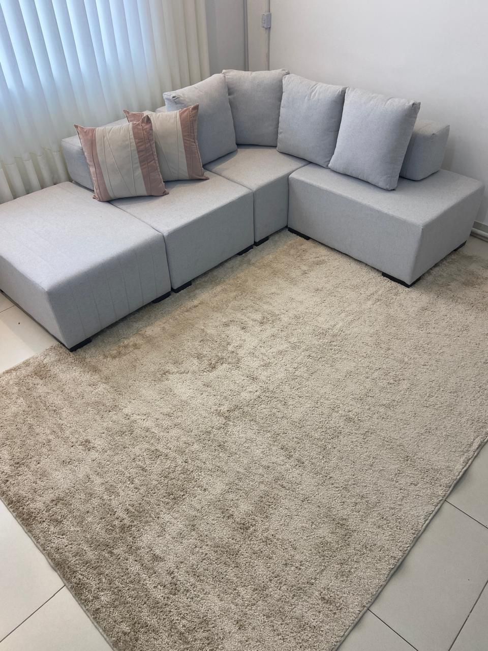 TAPETE PARA SALA OU QUARTO NACIONAL SOFT EXCLUSIVE LISO PÉROLA