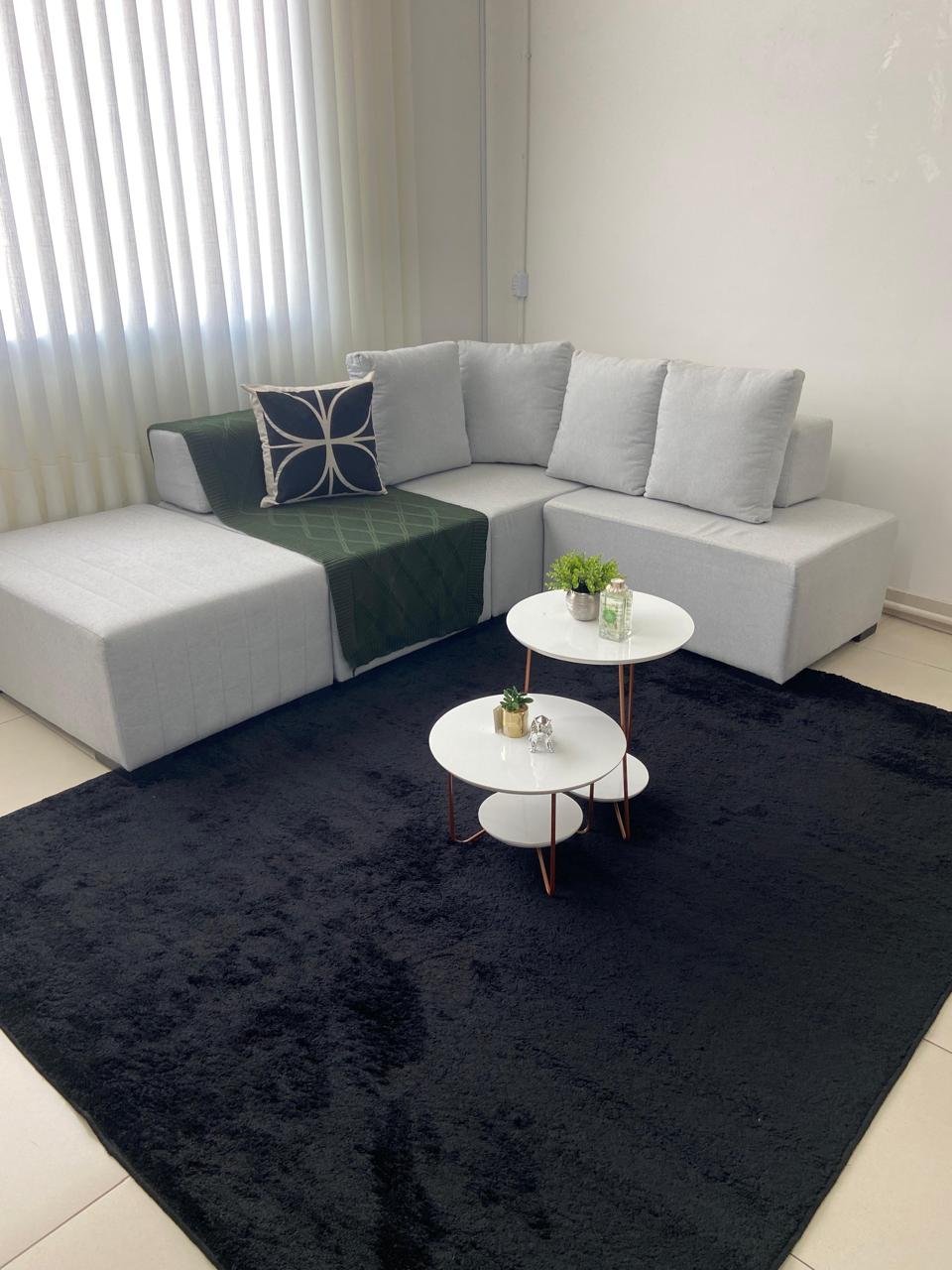 TAPETE PARA SALA OU QUARTO NACIONAL SOFT EXCLUSIVE LISO PRETO