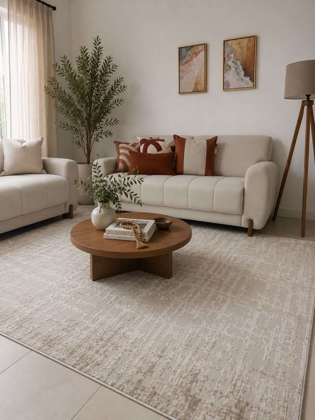Tapete Egípcio CB02 Estonado Off White e Bege