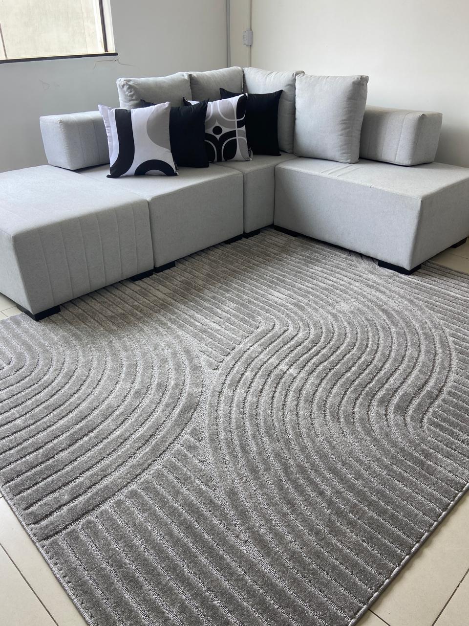 Tapete para Sala e Quarto Nacional RL Curvas Cinza 51 - Fatimalhas