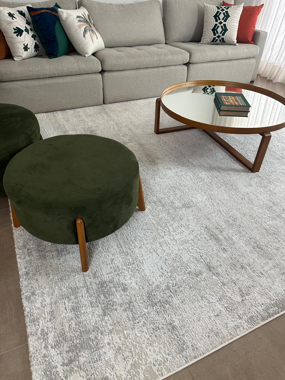 TAPETE PARA SALA OU QUARTO TURCO DIAMOND 14 CINZA