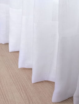 Cortina Linho Mônaco Com Forro Microfibra 5,00m Larg x Altura Ajust até 2,90m - p/ Trilho Simples 2m - Fatimalhas Decor Branco 