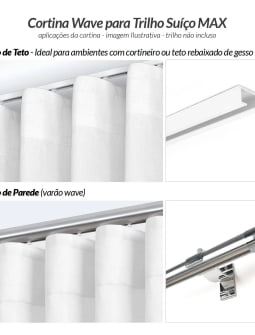Cortina Linho Mônaco Com Forro Microfibra 6,50m Larg x Altura Ajust até 2,90m - p/ Trilho Simples 2,50m - Fatimalhas Decor Off White