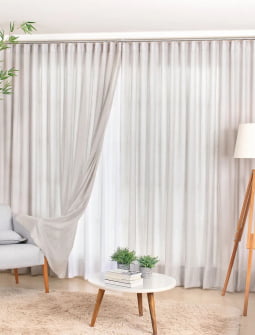 Cortina Linho Mônaco Com Forro Microfibra 6,50m Larg x Altura Ajust até 2,90m - p/ Trilho Simples 2,50m -  Fatimalhas Decor Cinza