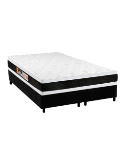 CONJUNTO COLCHAO BLACK & WHITE AIR D45 DOUBLE FACE 158X198X27 ESPUMA QUEEN CASTOR + BOX