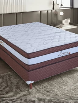 CONJUNTO COLCHAO LEGACY BRANCO 2025 138X188X28 MOLA CASAL PAROPAS + BOX