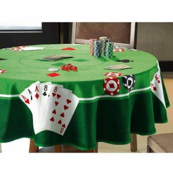 Toalha de Mesa P/ Jogos Baralho Poker Truco 1,60m Redonda Dohler UNICA