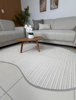 TAPETE ARTESANAL LUMINE ALBA G OFF WHITE COM CINZA ORGANICO