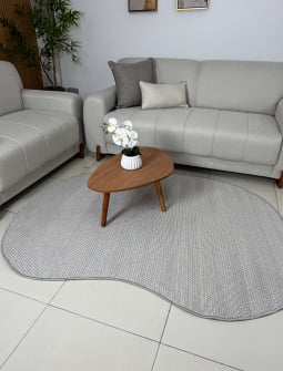 TAPETE ARTESANAL LUMINE AURA G CINZA COM OFF WHITE ORGANICO