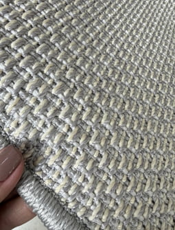 TAPETE ARTESANAL LUMINE AURA G CINZA COM OFF WHITE ORGANICO