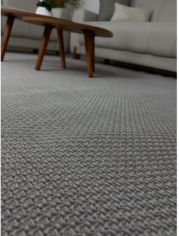 TAPETE ARTESANAL LUMINE AURA G CINZA COM OFF WHITE ORGANICO