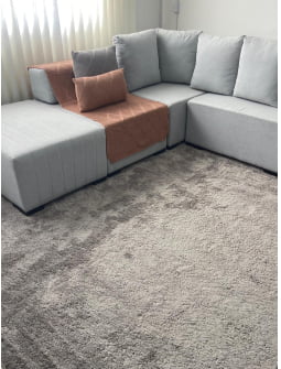 TAPETE PARA SALA OU QUARTO NACIONAL SOFT EXCLUSIVE LISO CINZA