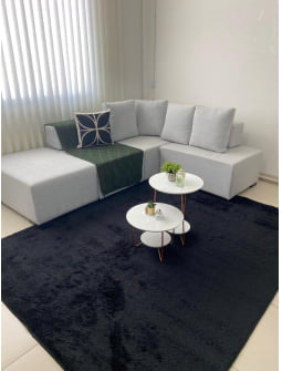 TAPETE PARA SALA OU QUARTO NACIONAL SOFT EXCLUSIVE LISO PRETO