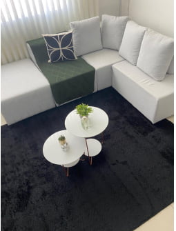 TAPETE PARA SALA OU QUARTO NACIONAL SOFT EXCLUSIVE LISO PRETO