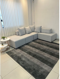 TAPETE PARA SALA OU QUARTO NACIONAL SOFT EXCLUSIVE CINZA 04